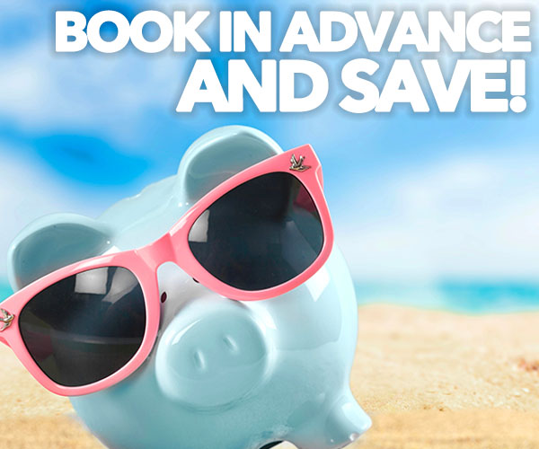 Book in advance and save, up to 10% discount